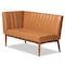 Baxton Studio Daymond Mid-Century Tan Faux Leather and Walnut Brown Finished Wood 2-PC Dining Nook Banquette Set 186-11352-Zoro - alternate 5